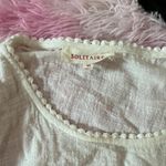 Solitaire White Lace Trim Tunic Top Short Sleeve Casual Bohemian Style Blouse Photo 3