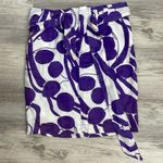ZARA Basic Purple & White Print Above the Knee Zip Front Skirt with Tie Belt XS Photo 0