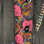 Sioni Artsy Whimsy Goth Long Cardigan Floral Fairy Boho Knit Sz Medium Witchy Black Photo 4