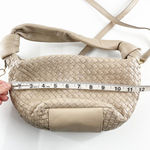 Giorgia Milani Leather Woven Shoulder Crossbody Bag Purse Beige Tan Photo 6