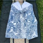 Lucy Love Floral Print Linen Blue/White Tie Back top M Photo 2