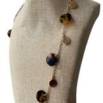 J.Crew NEW TORTOISE ANIMAL PRINT GOLDSTONE DISCS CHAIN LINK NECKLACE Photo 3