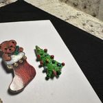Lot Of 4 Holiday Brooch Pins Bear, Santa Claus, Christmas Tree & Snowman Photo 5