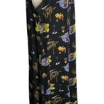 carole little Vintage 90s Dress Shirt Set L Black Button Up Short Sleeve Rayon Photo 4