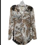 Fig and Flower Sheer Floral Paisley Button Down Blouse Womens sz M Boho Cottage Black Size M Photo 7