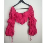 Majorelle Tawny Corset Coquette Milk Maid Puff Sleeve Crop Top Hot Pink Barbie S Photo 0