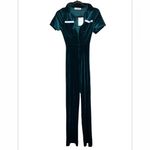 NWT Peachy Den Emerald Velvet Kernel Jumpsuit Size XS Green Photo 3