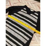 Dana Buchman Womens Black Striped V Neck 3/4 Sleeve Top Shirt Large Blouse Work Photo 2