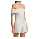 Jonathan Simkhai Gray Silver Valerie‎ Off the Shoulder Jacquard Romper XS Photo 3