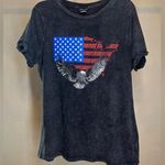 City Chic women’s charcoal Eagle flag short sleeve Graphic Grunge T-Shirt|Sz:XS Photo 0