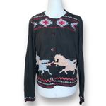 Parsley & Sage Horse Embroidered Southwestern Cotton Cardigan Top Small Black Photo 2