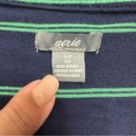 Aerie  Navy and Green Striped V-Neck Long Sleeve Top, Women’s Size Small Photo 2