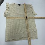 J.Crew Sweater Womens Small Cream Linen Blend Ruffle Sleeve Scoop Neck Top Photo 6