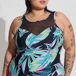 Torrid Black Floral Wireless Mesh High Neck One Piece Swimsuit Sz.3 NWT Photo 1