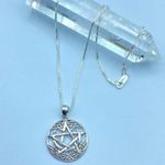 Crescent Celtic Moon With Pentagram Sterling Silver Necklace Box Chain Photo 0