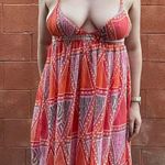 H&M  Orange Pink Low Cut Mini Sun Dress Photo 1