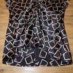 Armani Collezioni Silk Black Cream and Pink Geometric Blouse Cap Sleeve Photo 4