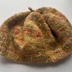 Handmade  Knitted Crochet Marble Burnett Muffin Beret Hat Yellow Orange Photo 2