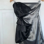 Cray Silver Black Strapless Bow Dress Size M Silver Size M Photo 1