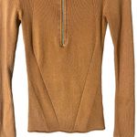 H&M Dusty Rose Ribbed Long Sleeve Half Zip Pullover Knit Sweater Women Sz XS Photo 6