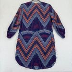 Amanda Uprichard  Silk Mini v neck lace up Dress S Chevron‎ Print Boho geometric Photo 5