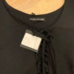 Donna Mizani  Black Lace Up Dress Mini M LBD Tie Front Grommet 90s Photo 6