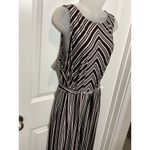 Du Jour Striped Maxi Dress Jumpsuit Black Pink White XL Sleeveless Belted Photo 1