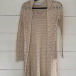 Gypsy Warrior Women’s Small Cream Crochet Hooded Long Line Cardigan Photo 0