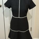 Ann Taylor  Petite Black White Tweed Tiered‎ Flared Cap Sleeve Dress Size 4P Photo 0