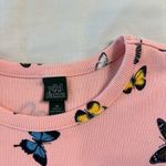 Wild Fable  Women's XS Baby Tee Pink Butterfly Pattern Short Sleeve Photo 3