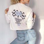 Brandy Melville  | John Galt 1984 Motor‎ Show Long Sleeve Crop Cotton Blend Top Photo 1