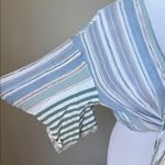 Hummingbird  striped tie-front crop top. Photo 1