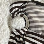 Michael Kors Sleeveless Top Metal Ring Detail Color White & Brown Striped M EUC Photo 2