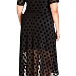 City Chic Plus Size Spot Flock Black Mesh Hi Low Midi Size 14 NWT Photo 3