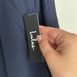 Lulu's Women’s Picture This Lace Round Neck Long Sleeve Blouse Navy size S Blue Photo 11