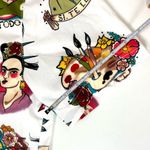 Frida Kahlo Printed ButtonUp Shirt Tattoo Style Day of the Dead Art Sz M Unisex Size M Photo 6
