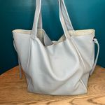 Persaman New York Large Slouchy Pebbled Leather Tote Light Blue Shoulder Bag Photo 2
