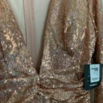 Charlotte Russe Charolette Russe Pink Sequin Plunge Neck Mini Long Sleeve Dress Photo 2