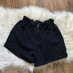 Princess Polly Open Road Denim Paper Bag Shorts In Washed Black Photo 2