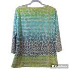 Ruby Rd  Neon Stripe Cheetah Print Top Artsy Spring  Size M Photo 1