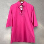 Caryn Lawn Rosemary Dress Gemstone Embellished Poplin Shirt‎ Tunic Dress O/S NWT Pink Size undefined Photo 3