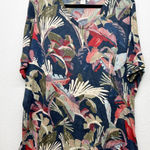 CJ Banks Dark Floral Boho Womens Top 3X Stretch Lightweight Casual Wear V Photo 0