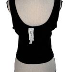 Bar III Medium Cropped Tank Top Wide Straps Stretch Ribbed Scoop Neck Black New Photo 2