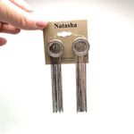 NWT Natasha Silver Tone Fringe Dangle & Pave Rhinestone Earrings Cocktail Photo 4