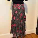 Jones New York 90s Floral Ruffle Silk Midi Skirt  Photo 2