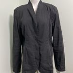 Eileen Fisher  Linen Blend High Collar Peplum Zip Front Linen Blend Blazer L Photo 2