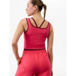 Athleta  S Signature Rib Square Neck Crop Tank Punch/Redwood Small Photo 1