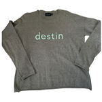 Beach Folly Destin Graphic Crewneck Sweater Light Blue Text Women L 100%cotton Gray Size L Photo 0