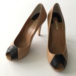 Max Studio Leather Peep-toe Heels Nude/Black Platform Womens Size 6M Work Photo 1