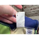 one piece swimsuit color blocked stripe ribbed blue white neon green 1990s Size L Photo 9